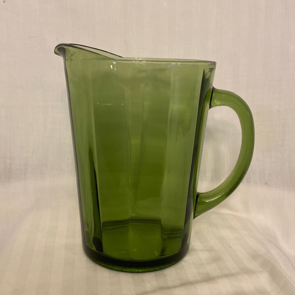 Vintage Hazel Atlas Green Panels Glass Pitcher
